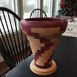 Segmented Vase ash and purple heart.