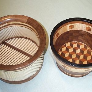 Inside view of Slatted and Louis Cube bowls