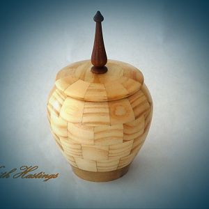 Another small lidded bowl turned from pine 85 mm in diameter by 150 mm high