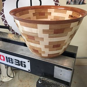 Hickory, Maple & Bloodwood Segmented Bowl
