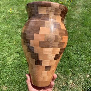 Segmented Beech & Walnut Vase