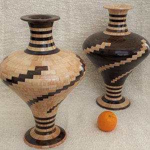 Two Vases and a Navel Orange