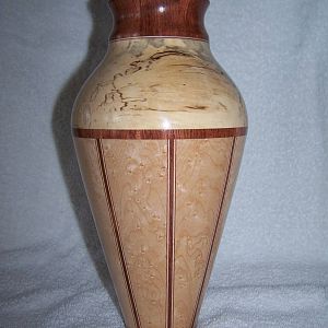 stave and spalted maple vase