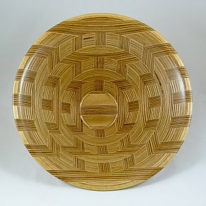 Plywood Bowl, Basket Weave Design, Interior