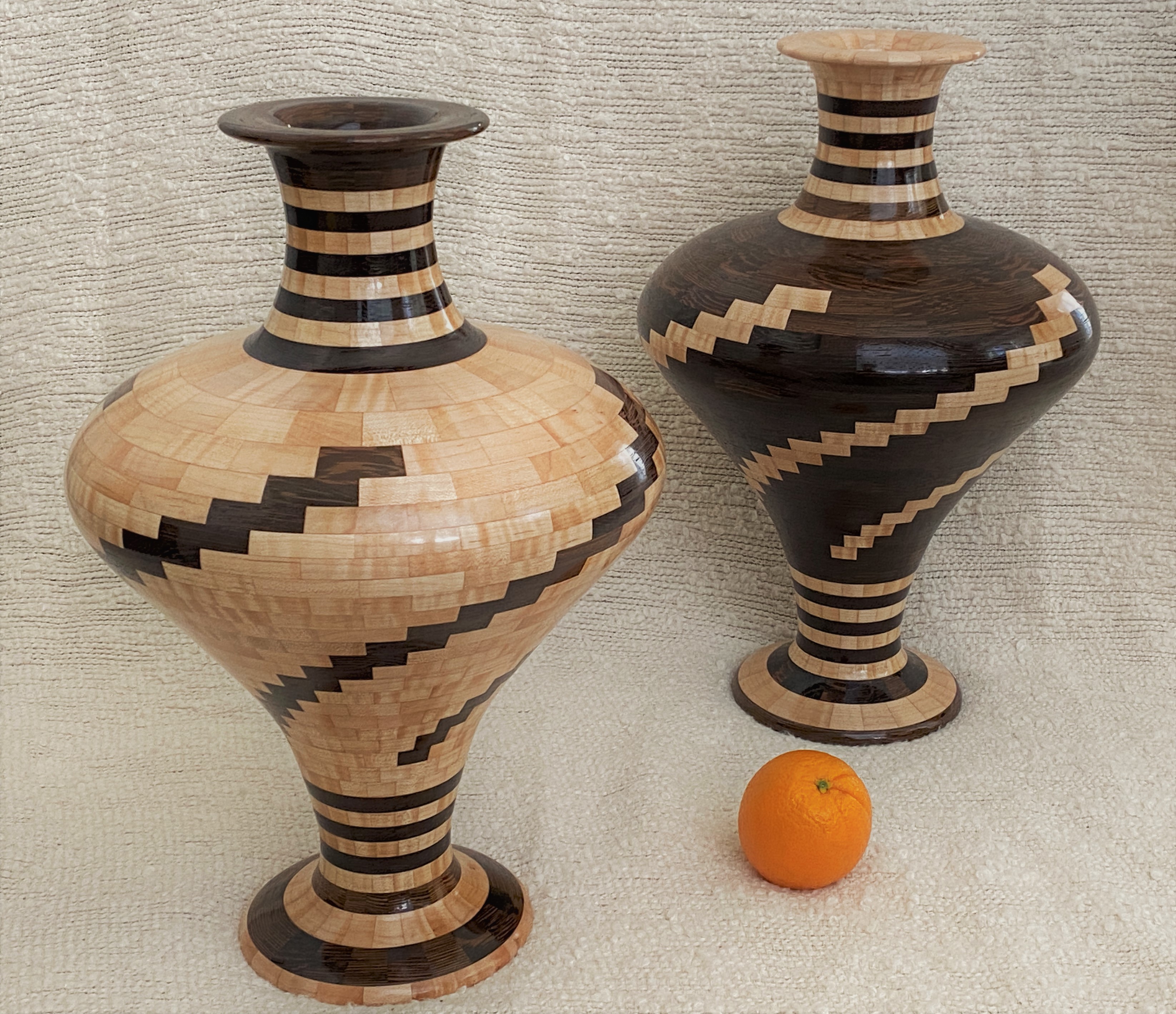 Two Vases and a Navel Orange