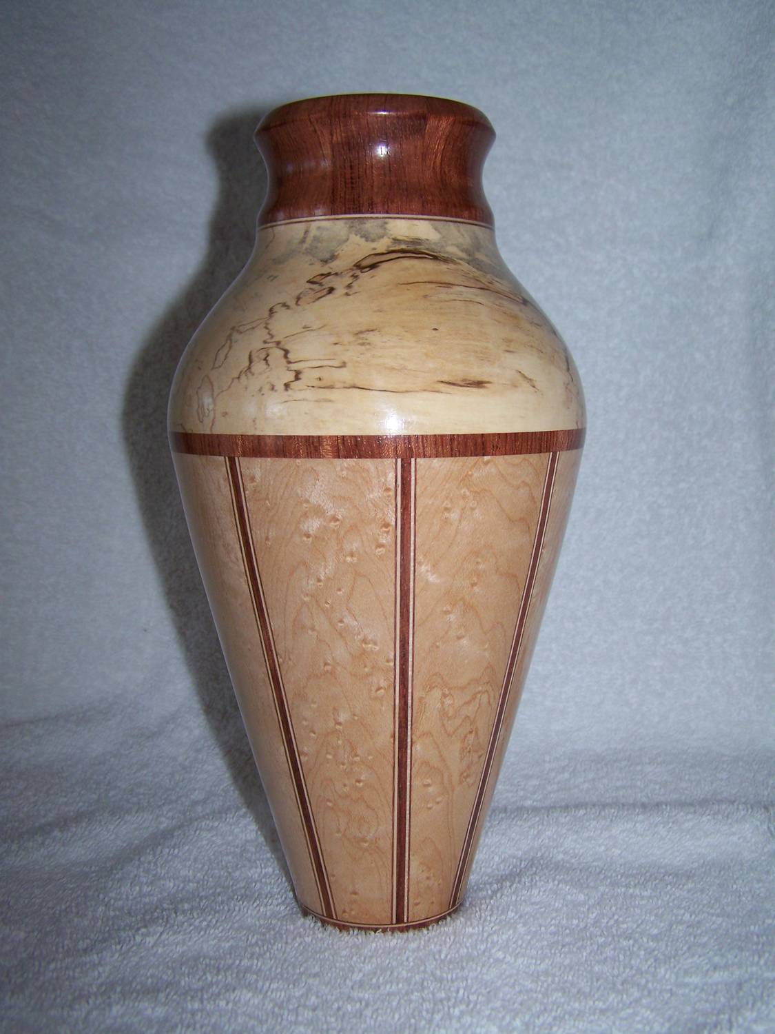 stave and spalted maple vase