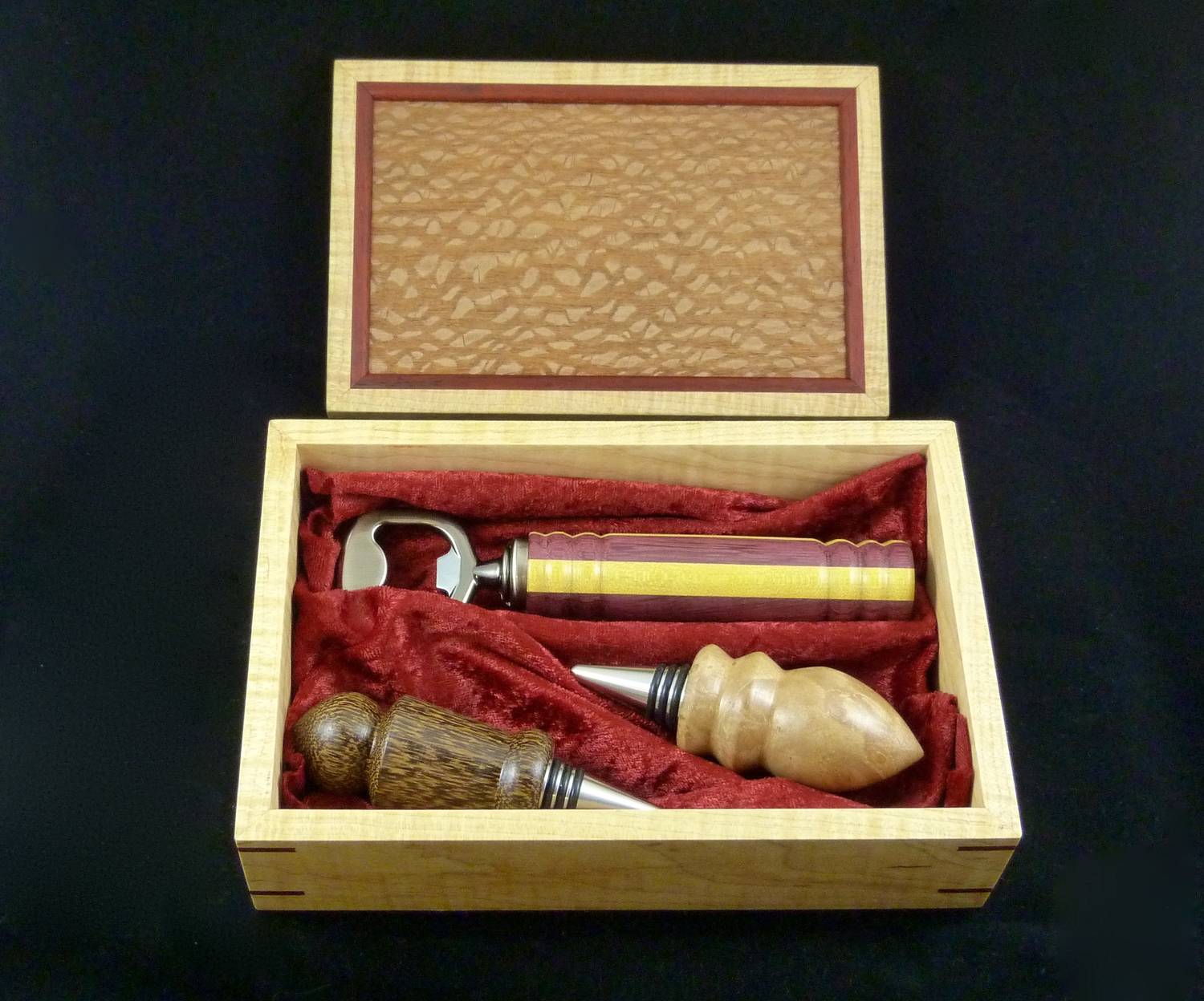Opener, stoppers, and presentation box